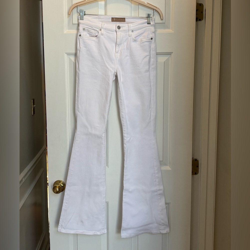 7 For All Mankind Luxe Vintage HW Ali Slim Bootcut White Jeans Women’s 28
